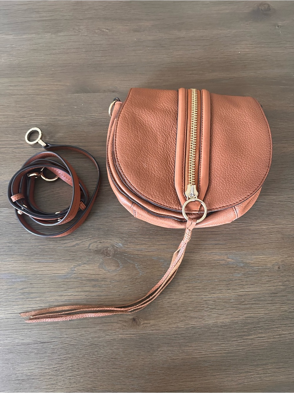 Rebecca Minkoff Tan Leather Crossbody Bag - Classic Saddle Style